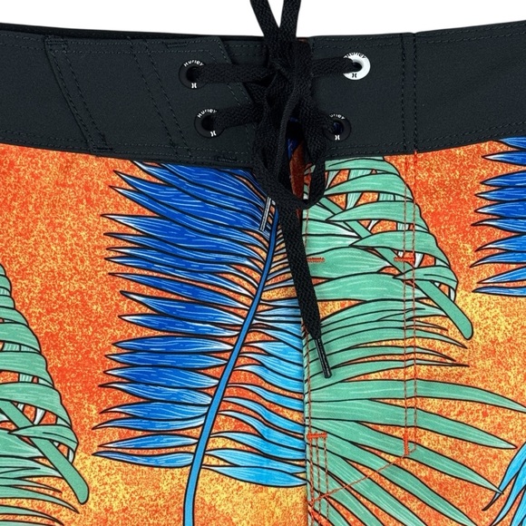 Hurley La Palma 20 in. Boardshorts Light Zitron Men's 29 Orange Blue Leaves NEW - Picture 4 of 11
